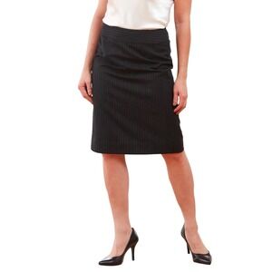The J. Peterman Company Women's 100% Wool Pencil Skirt Black Striped Size 4‎